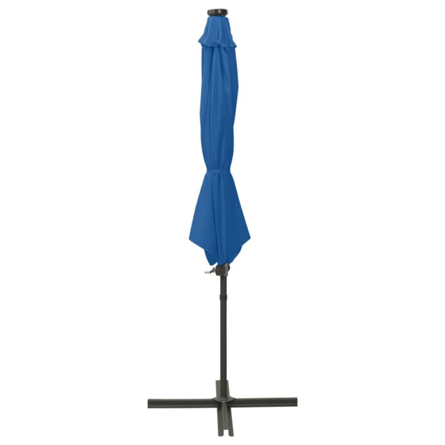 Zweefparasol met paal en LED-verlichting 300 cm azuurblauw - Afbeelding 2