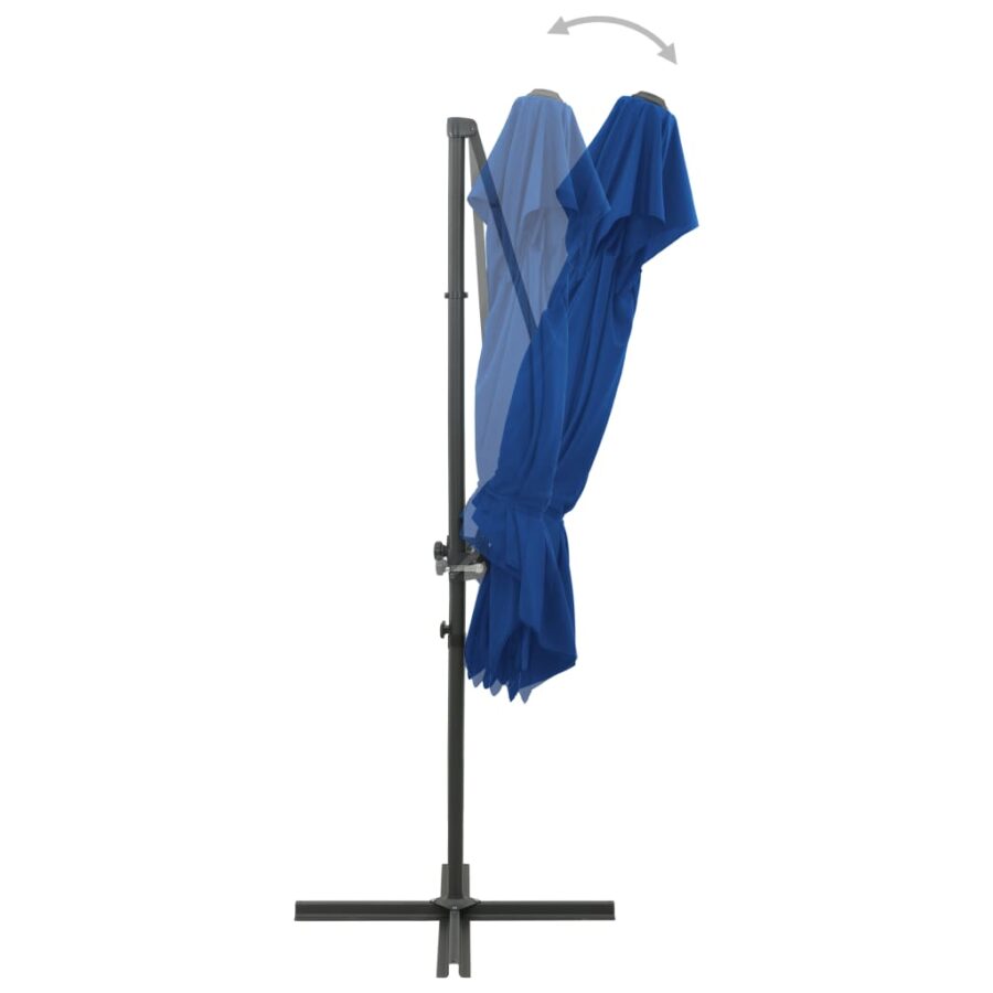 Zweefparasol met dubbel dak 250x250 cm azuurblauw - Afbeelding 5