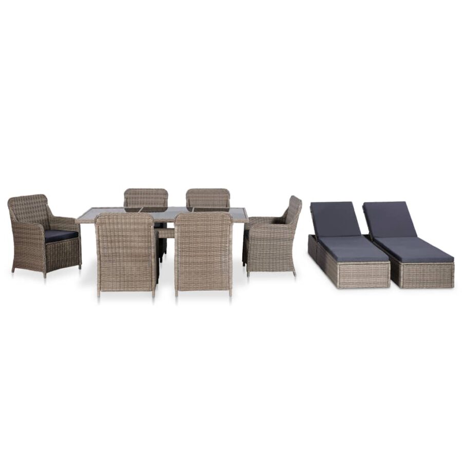 9-delige Tuinset poly rattan bruin - Afbeelding 2