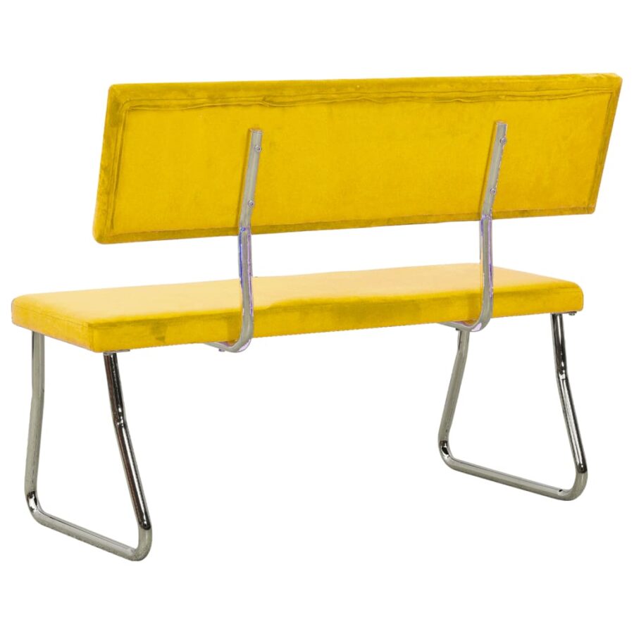 Bankje 110 cm fluweel mosterdgeel - Afbeelding 4