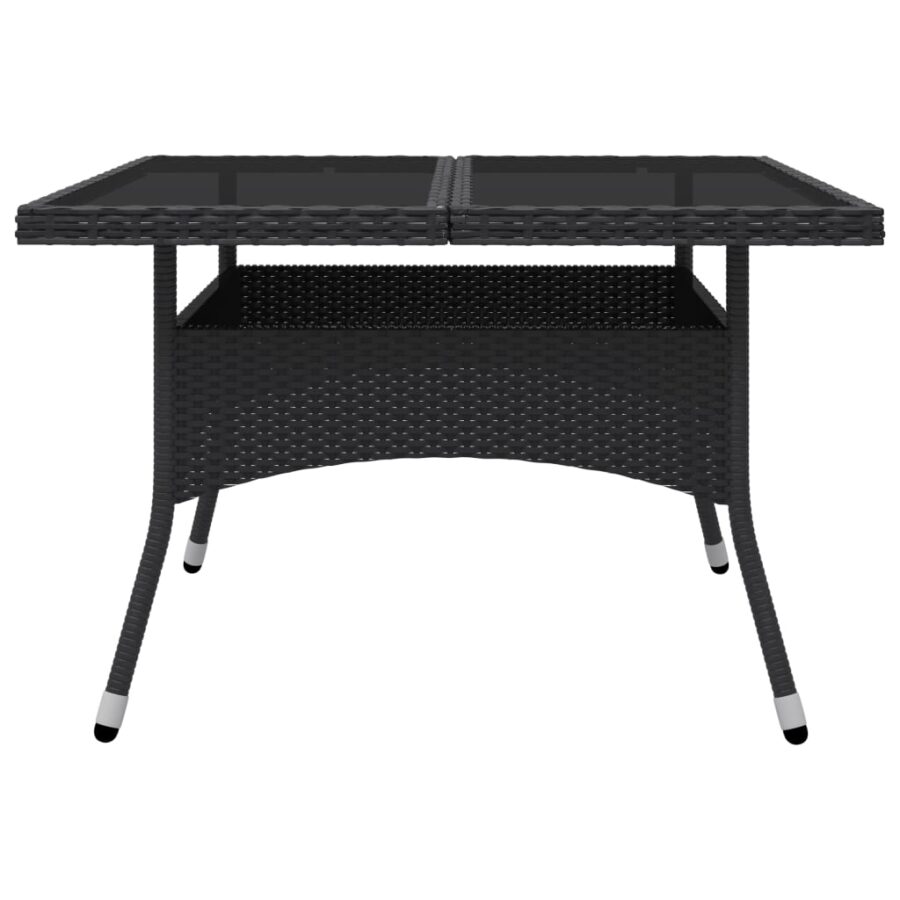 9-delige Tuinset poly rattan en glas zwart - Afbeelding 4