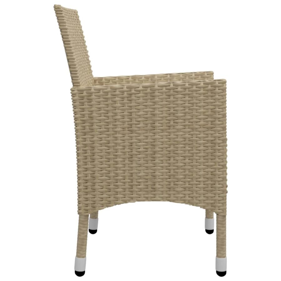 9-delige Tuinset poly rattan en glas beige - Afbeelding 9