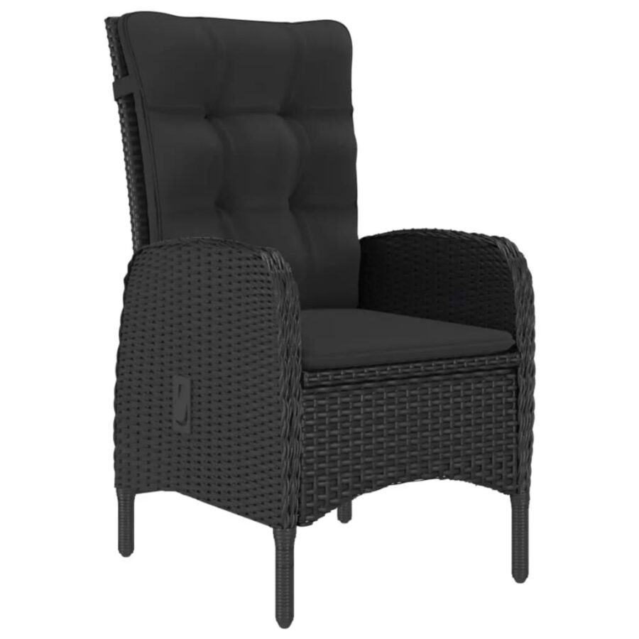9-delige Tuinset poly rattan en acaciahout zwart - Afbeelding 3