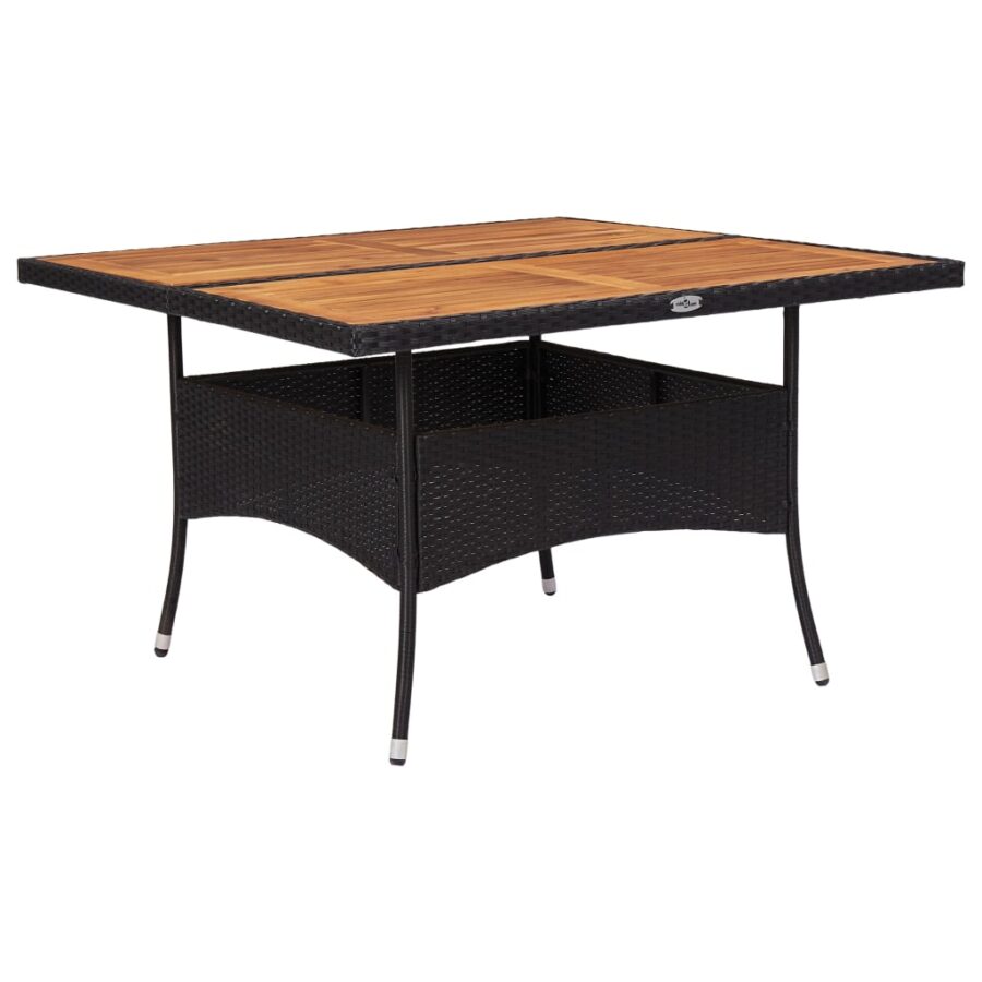 9-delige Tuinset poly rattan en acaciahout zwart - Afbeelding 7
