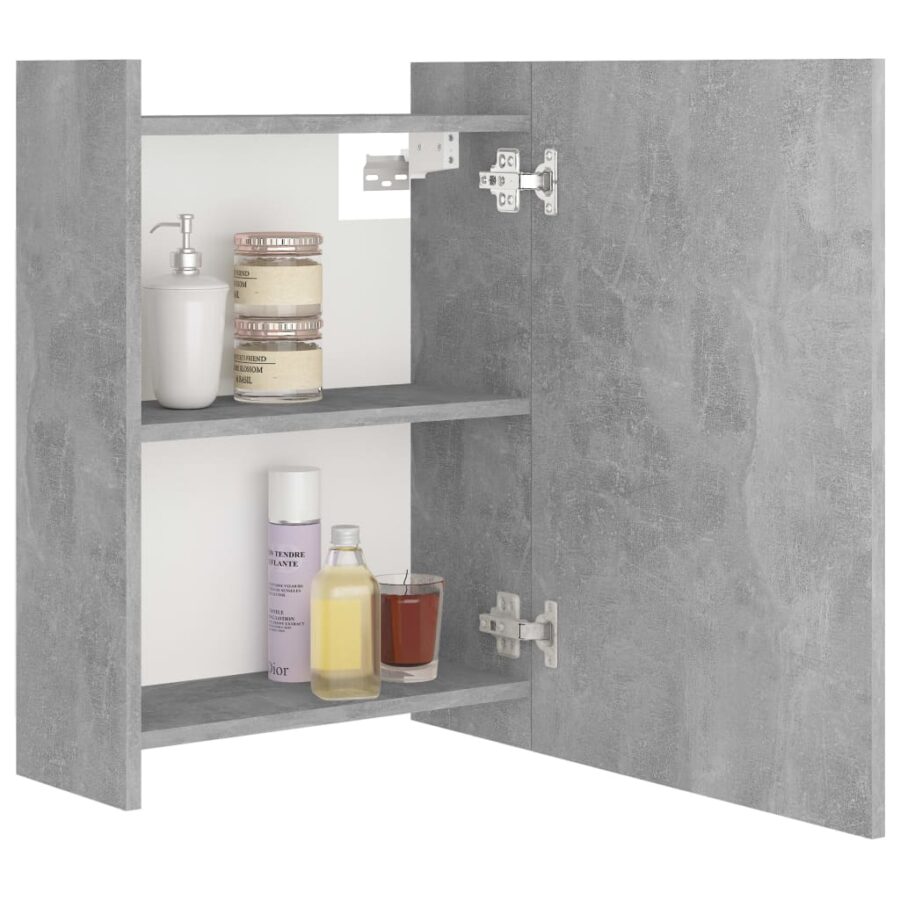 Badkamerspiegelkast 62,5x20,5x64 cm bewerkt hout betongrijs - Afbeelding 4