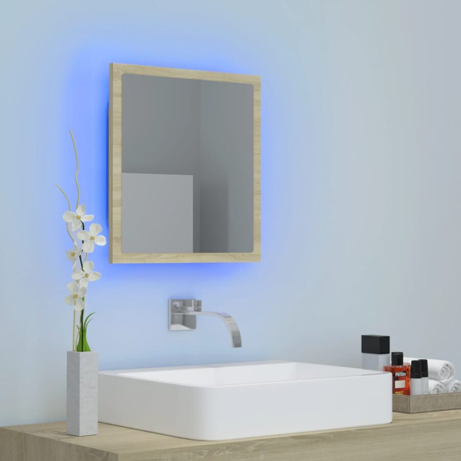 Badkamerspiegel LED 40x8,5x37 cm acryl sonoma eikenkleurig - Afbeelding 4