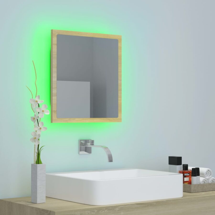 Badkamerspiegel LED 40x8,5x37 cm acryl sonoma eikenkleurig - Afbeelding 5
