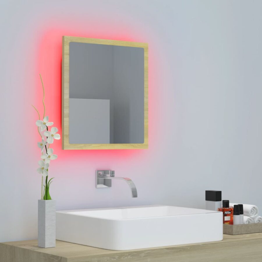 Badkamerspiegel LED 40x8,5x37 cm acryl sonoma eikenkleurig - Afbeelding 6