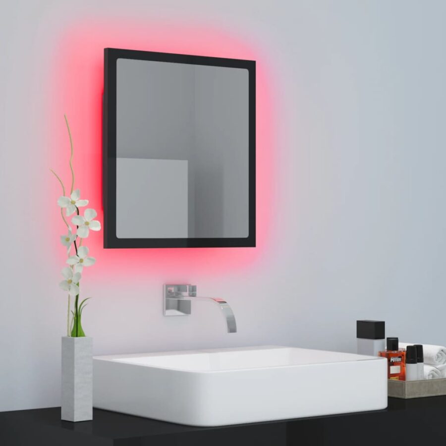Badkamerspiegel LED 40x8,5x37 cm acryl hoogglans zwart - Afbeelding 4