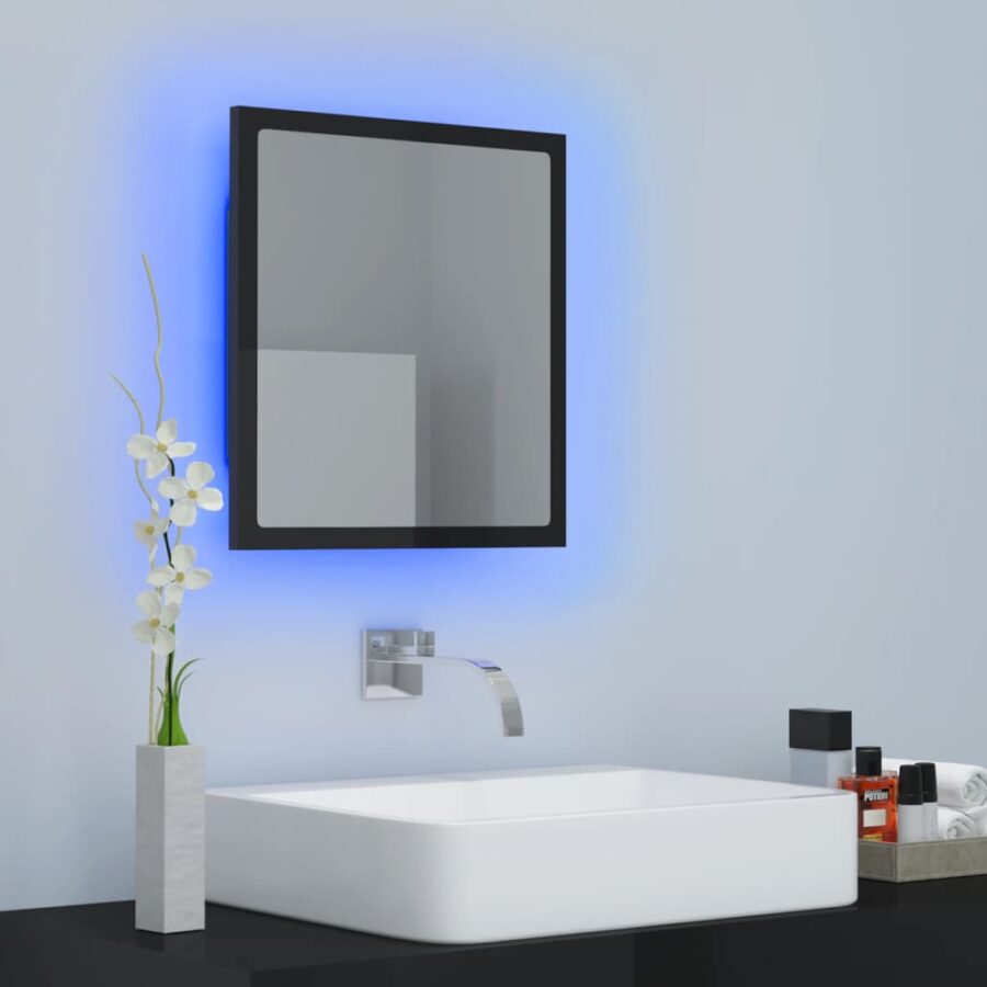 Badkamerspiegel LED 40x8,5x37 cm acryl hoogglans zwart - Afbeelding 5