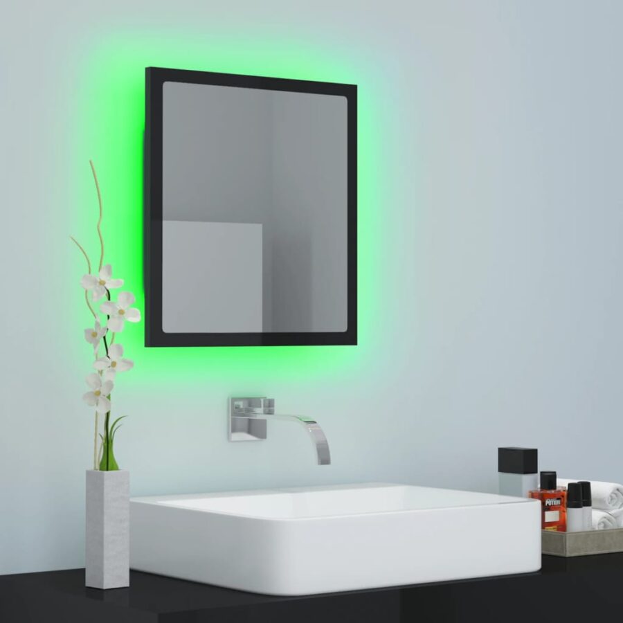 Badkamerspiegel LED 40x8,5x37 cm acryl hoogglans zwart - Afbeelding 6