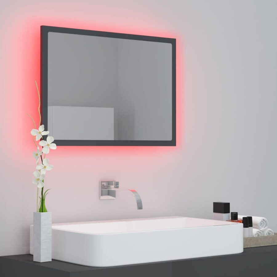 Badkamerspiegel LED 60x8,5x37 cm acryl hoogglans grijs - Afbeelding 12