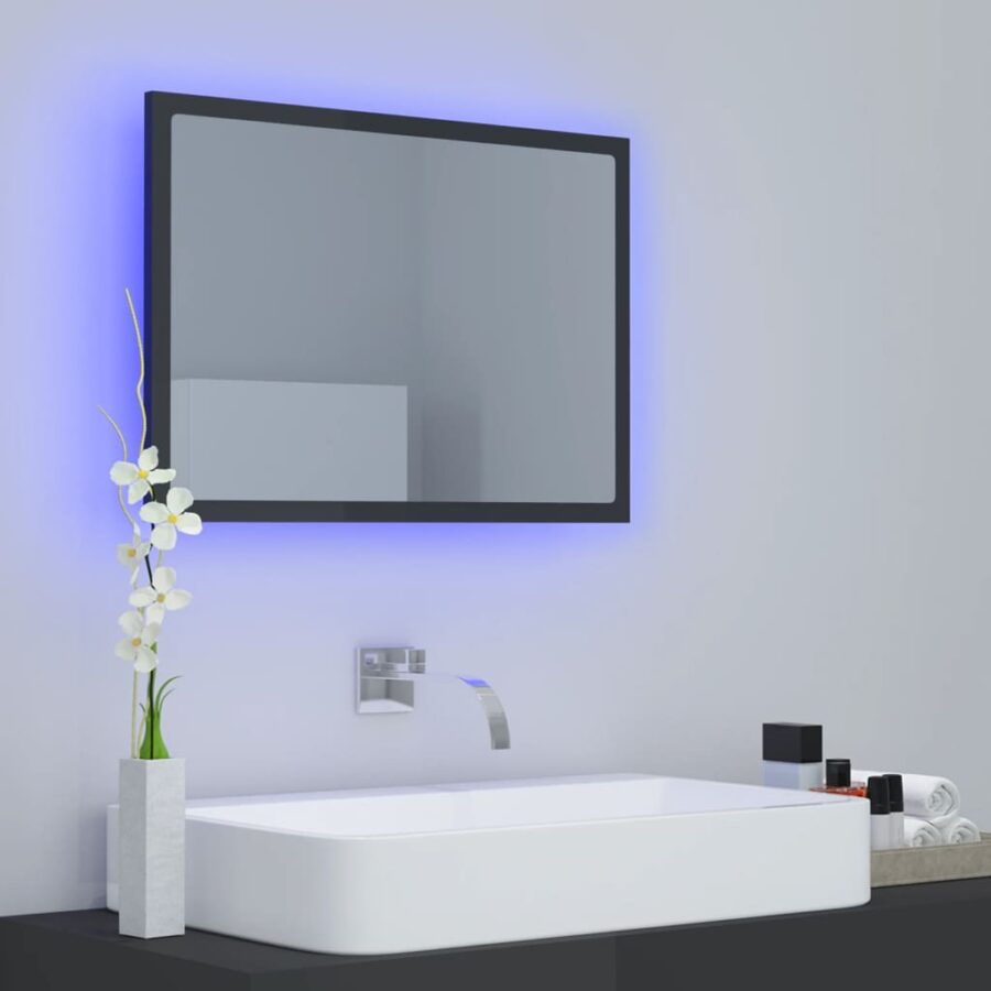 Badkamerspiegel LED 60x8,5x37 cm acryl hoogglans grijs - Afbeelding 10