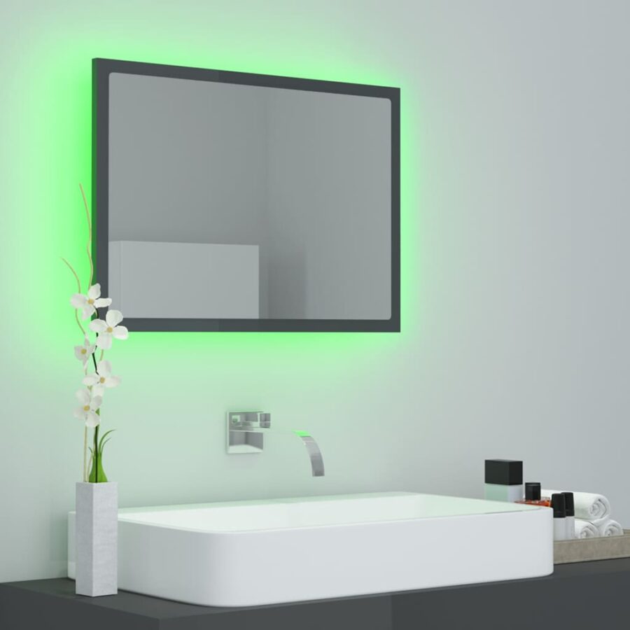 Badkamerspiegel LED 60x8,5x37 cm acryl hoogglans grijs - Afbeelding 11