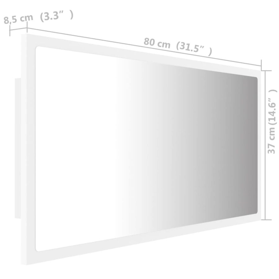 Badkamerspiegel LED 80x8,5x37 cm acryl wit - Afbeelding 12