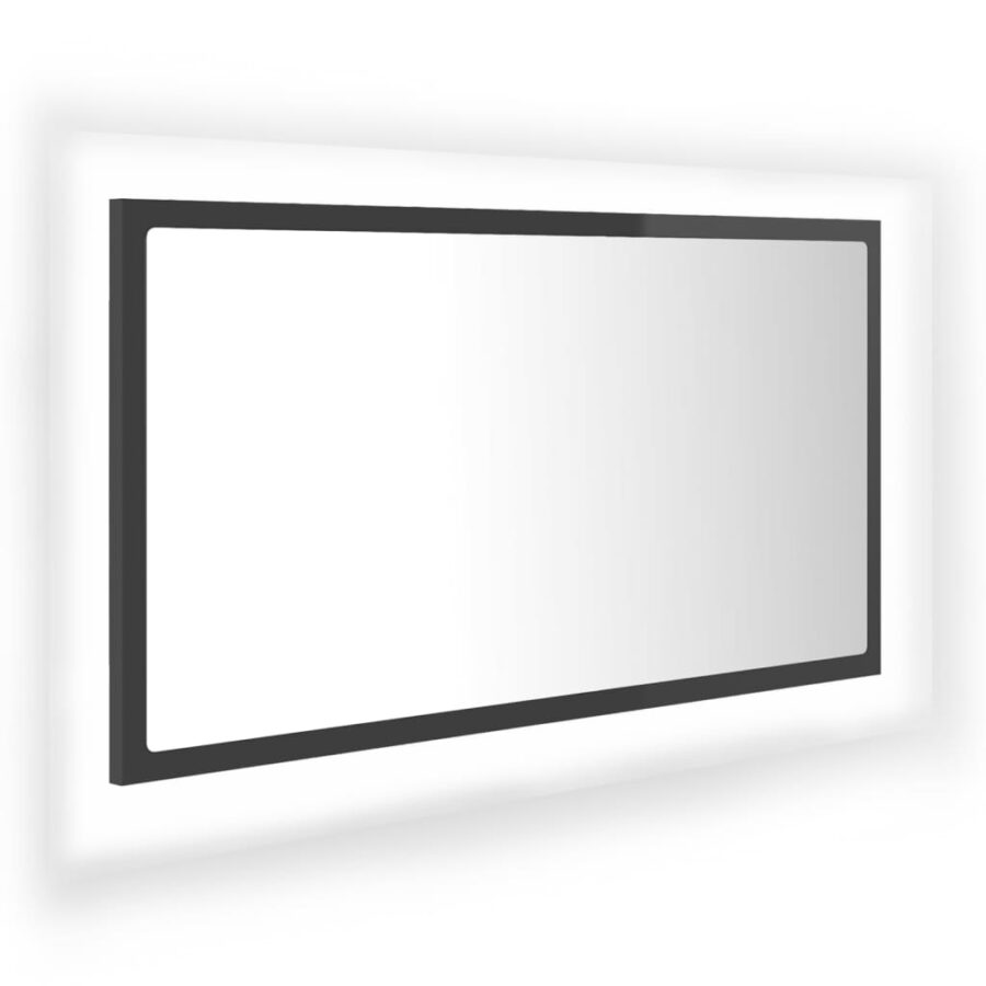 Badkamerspiegel LED 80x8,5x37 cm acryl hoogglans grijs - Afbeelding 2