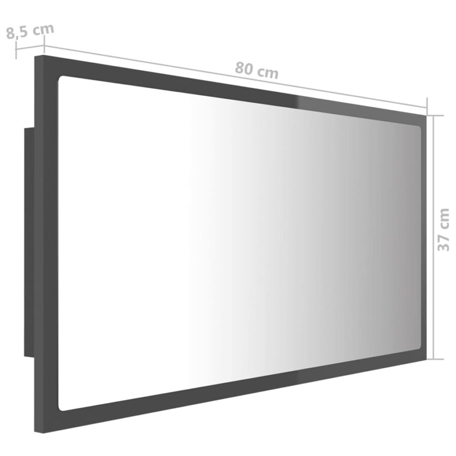Badkamerspiegel LED 80x8,5x37 cm acryl hoogglans grijs - Afbeelding 12