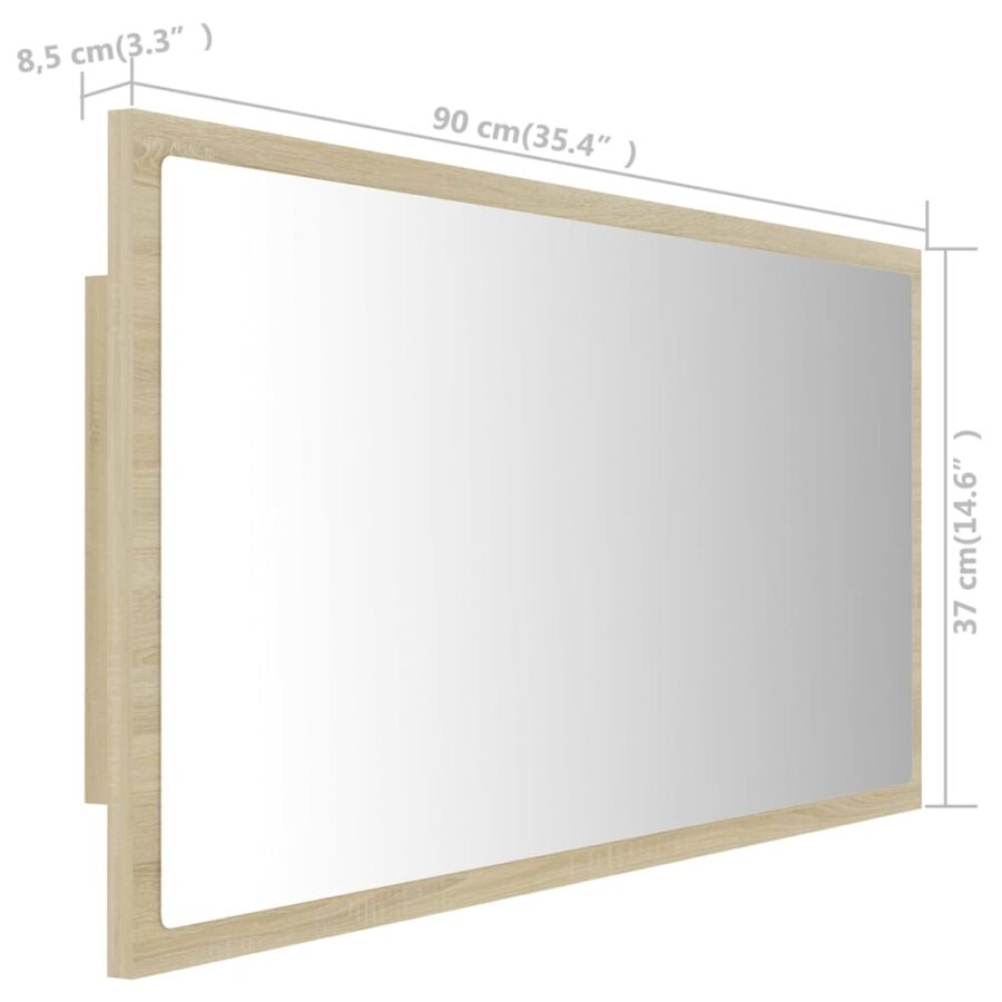 Badkamerspiegel LED 90x8,5x37 cm acryl sonoma eikenkleurig - Afbeelding 12