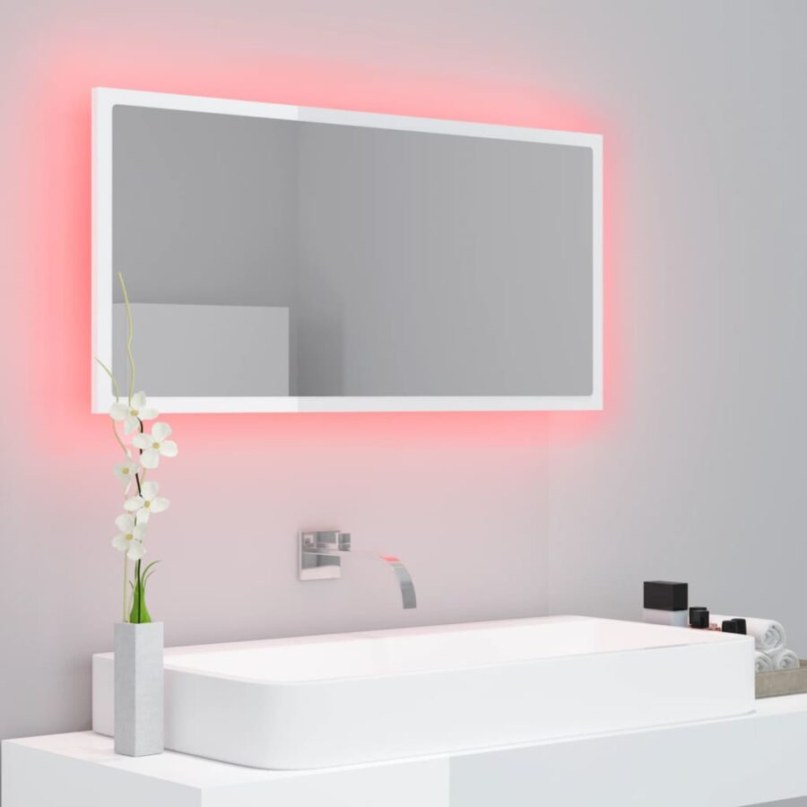 Badkamerspiegel LED 90x8,5x37 cm acryl hoogglans wit - Afbeelding 9