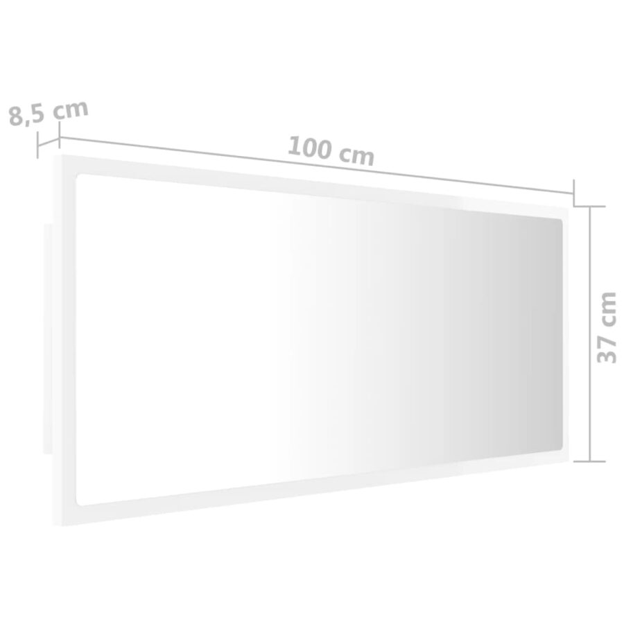 Badkamerspiegel LED 100x8,5x37 cm acryl hoogglans wit - Afbeelding 12