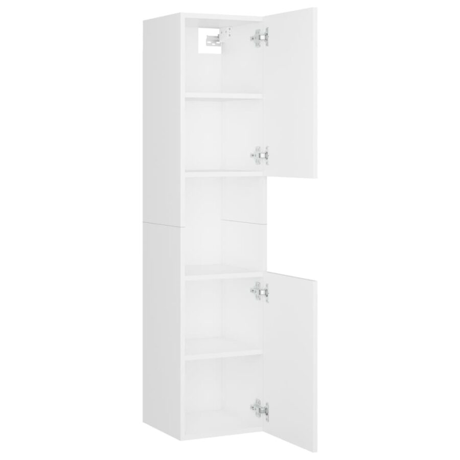 Badkamerkast 30x30x130 cm bewerkt hout wit - Afbeelding 6