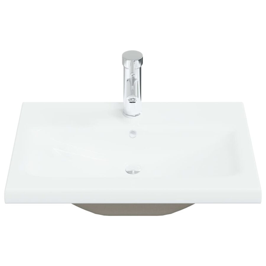 Inbouwwastafel met kraan 61x39x18 cm keramiek wit - Afbeelding 3