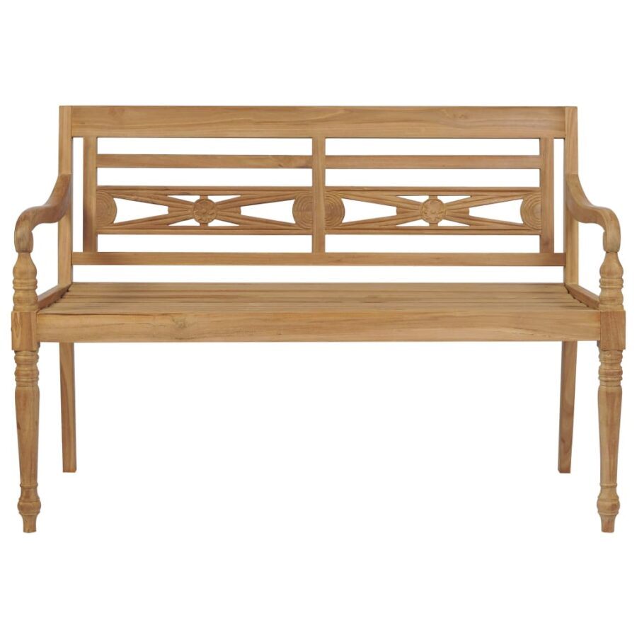 Bank Batavia met blauw kussen 120 cm massief teakhout - Afbeelding 3