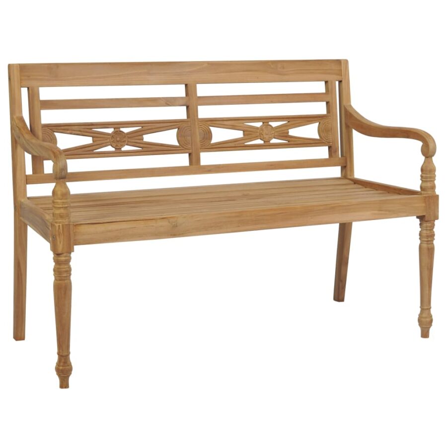 Bank Batavia met taupe kussen 120 cm massief teakhout - Afbeelding 2