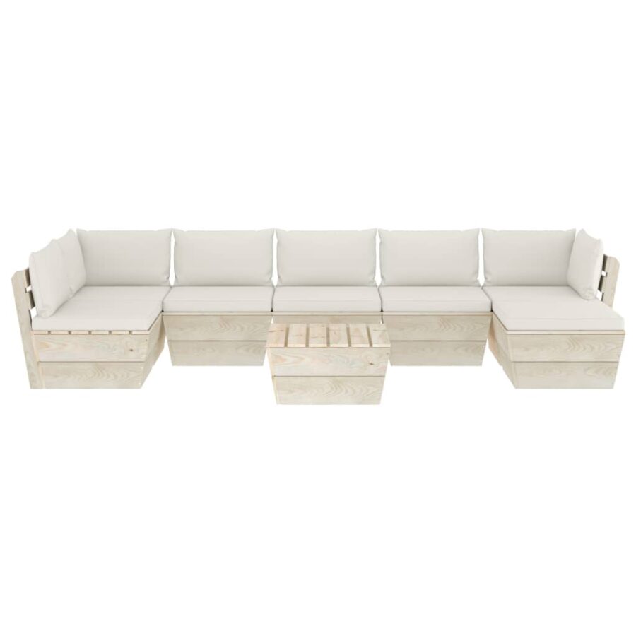 8-delige Loungeset met kussens pallet vurenhout - Afbeelding 3