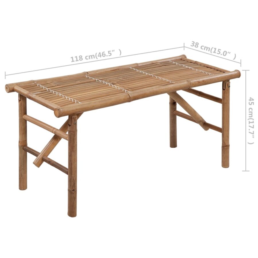 Tuinbank inklapbaar met kussen 118 cm bamboe - Afbeelding 9
