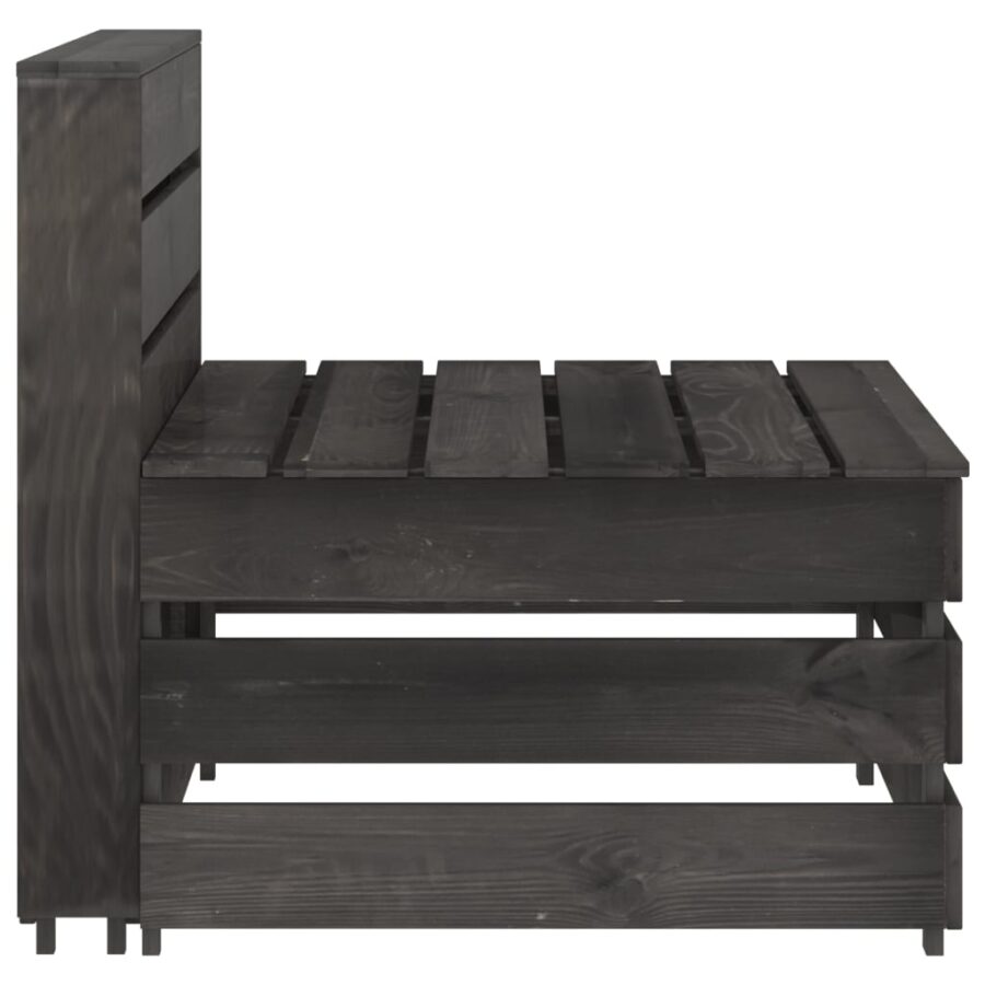 Tuinmiddenbank pallet geïmpregneerd grenenhout grijs - Afbeelding 3
