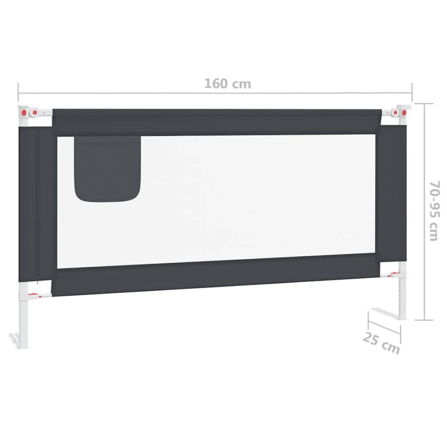 Bedhekje peuter 160x25 cm stof donkergrijs - Afbeelding 8