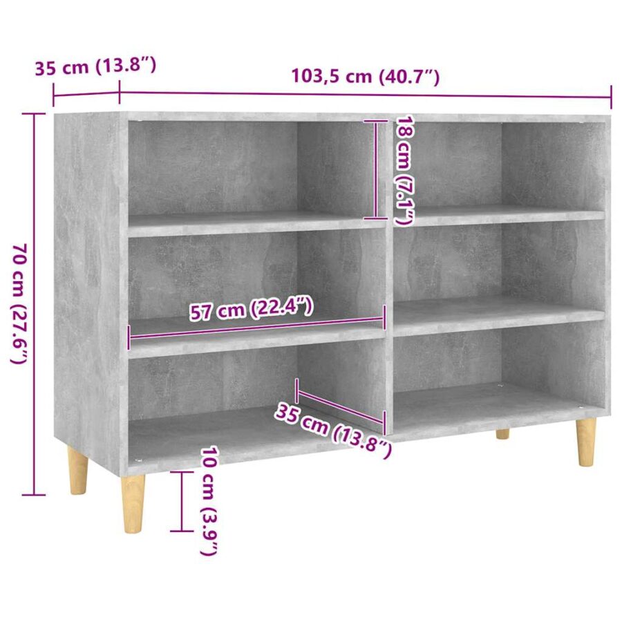 Dressoir 103,5x35x70 cm bewerkt hout betongrijs - Afbeelding 6