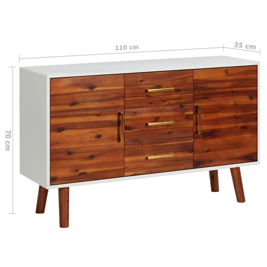 Dressoir 110x35x70 cm massief acaciahout en MDF - Afbeelding 7