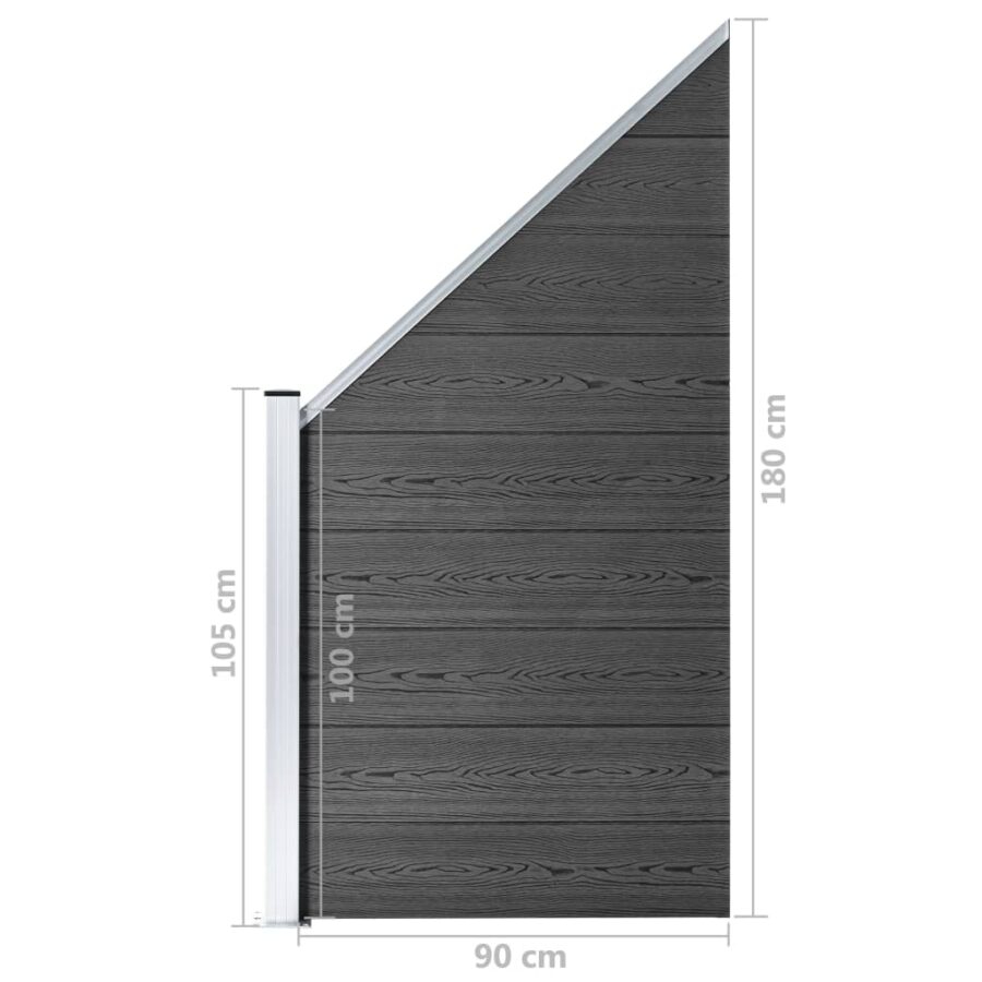 Schuttingpanelenset 1311x(105-186) cm HKC zwart - Afbeelding 12