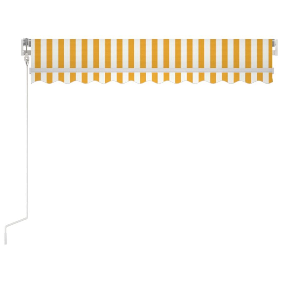 Luifel handmatig uittrekbaar 350x250 cm geel en wit - Afbeelding 4