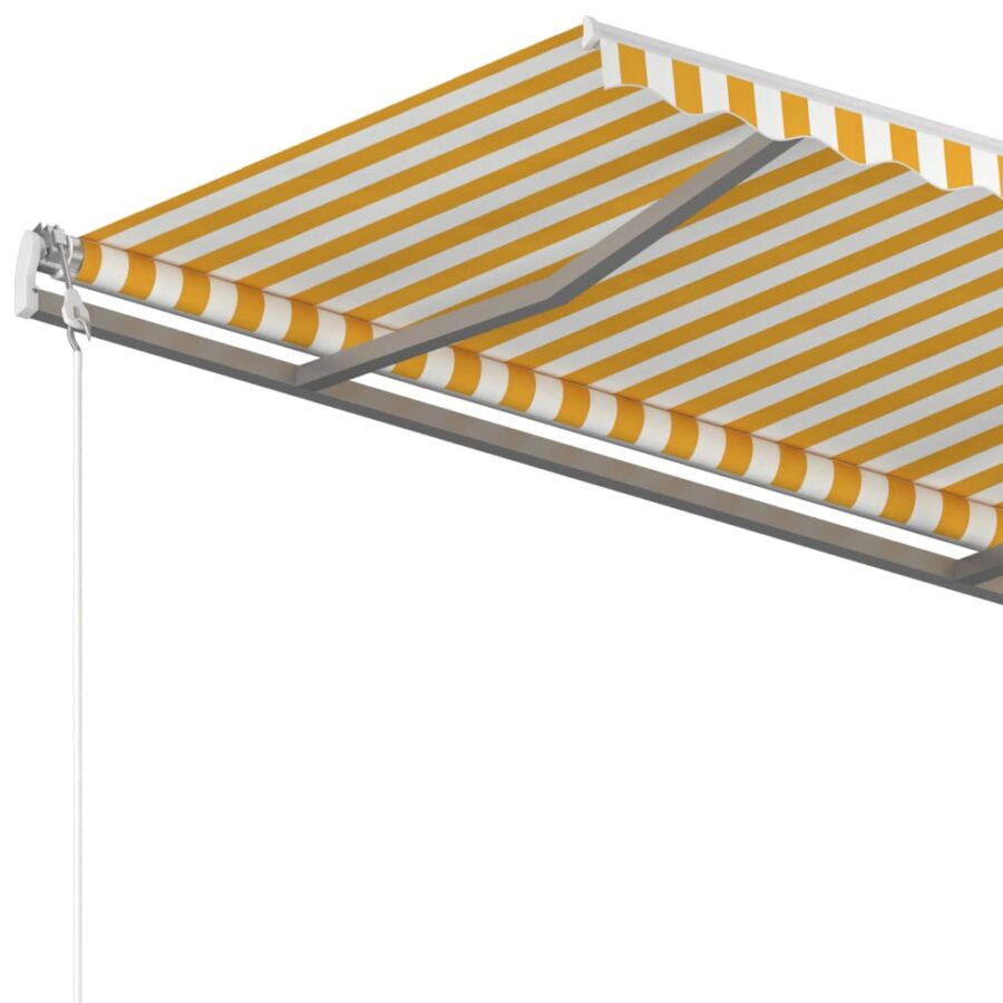 Luifel handmatig uittrekbaar 350x250 cm geel en wit - Afbeelding 5
