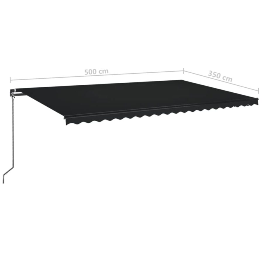 Luifel handmatig uittrekbaar 500x350 cm antracietkleurig - Afbeelding 7