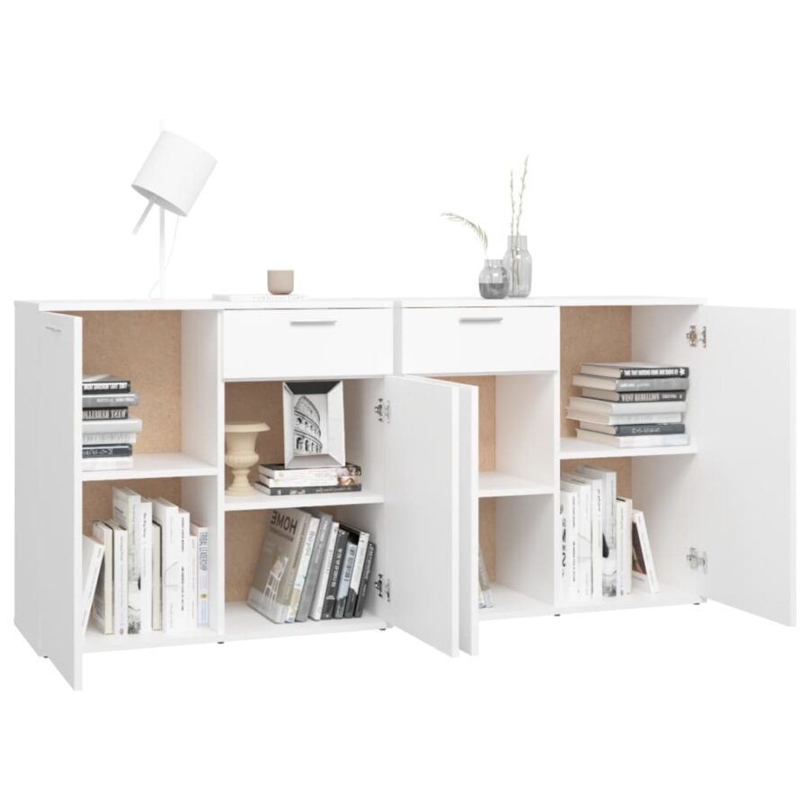 Dressoir 160x36x75 cm bewerkt hout wit - Afbeelding 4