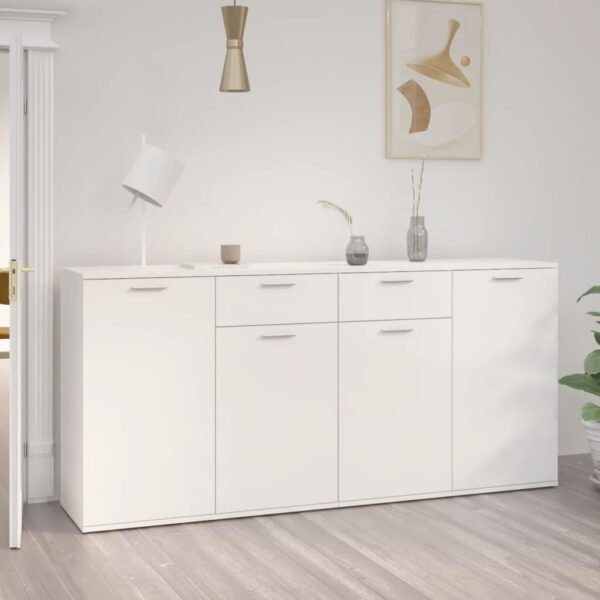 Dressoir 160x36x75 cm bewerkt hout hoogglans wit