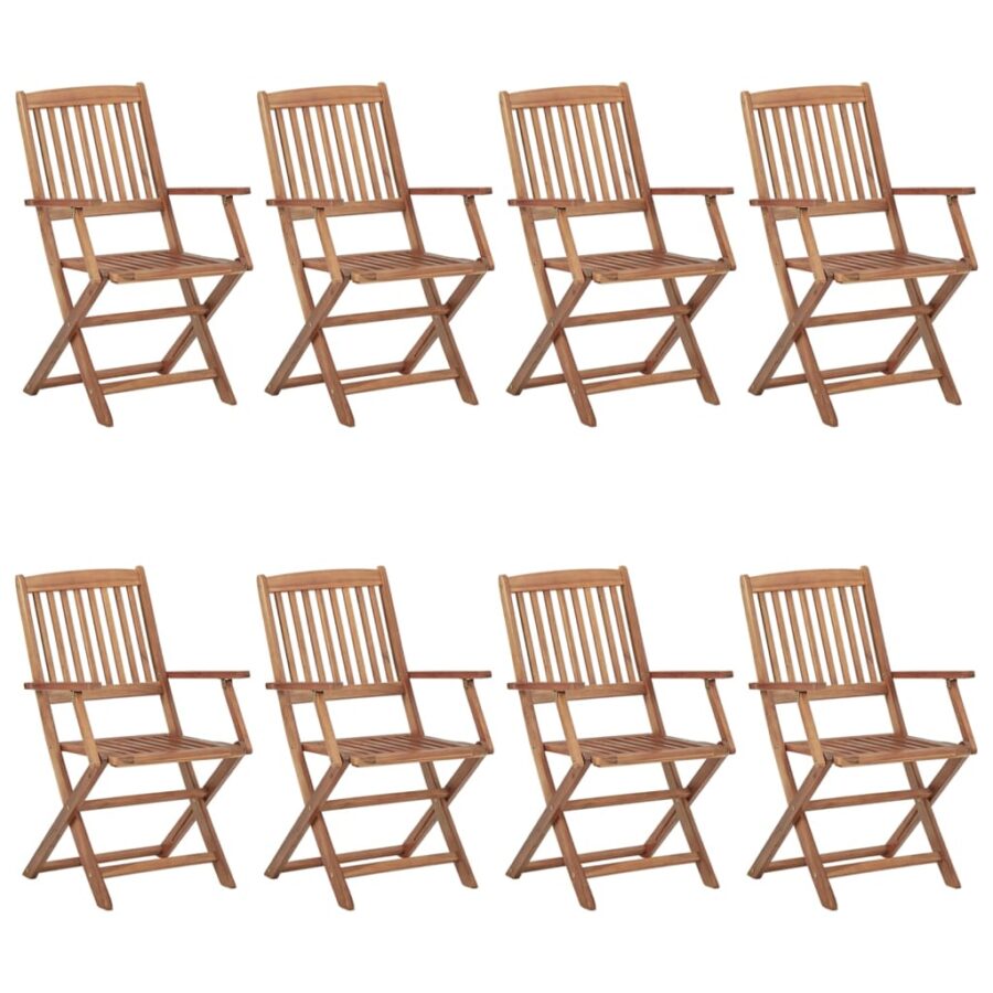 Tuinstoelen 8 st inklapbaar met kussens massief acaciahout - Afbeelding 2