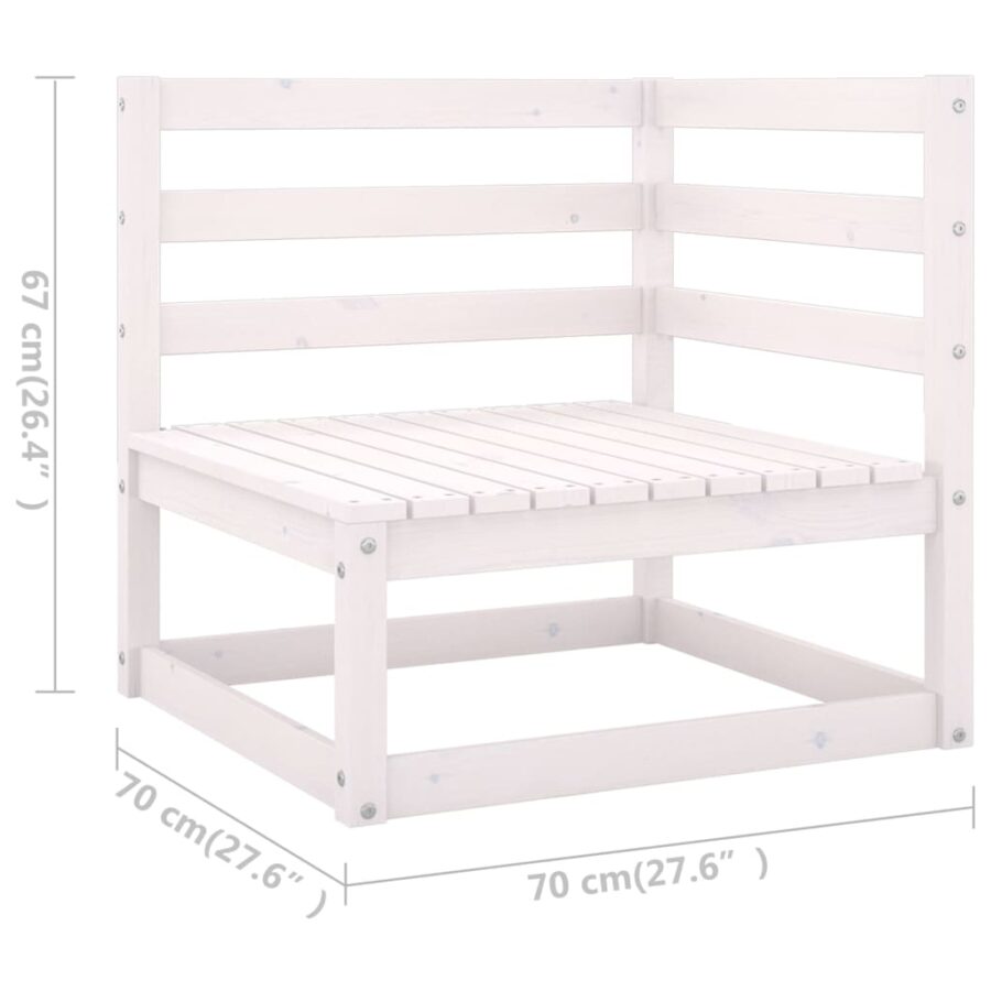 9-delige Loungeset met kussens massief grenenhout wit - Afbeelding 9