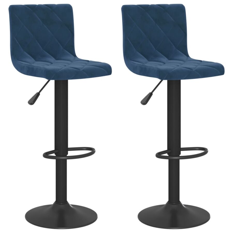 Barkrukken 2 st fluweel blauw - Afbeelding 2