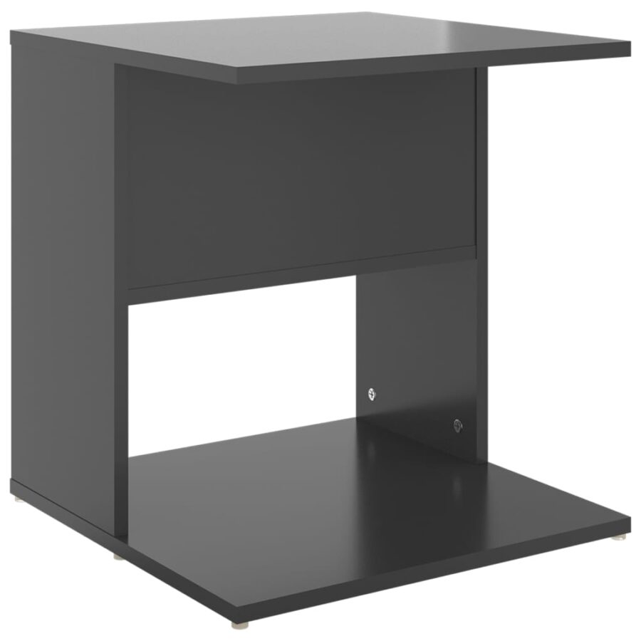 Bijzettafel 45x45x48 cm bewerkt hout hoogglans grijs - Afbeelding 2