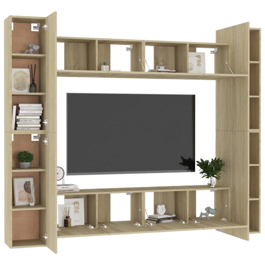 8-delige Tv-meubelset bewerkt hout sonoma eikenkleurig - Afbeelding 3