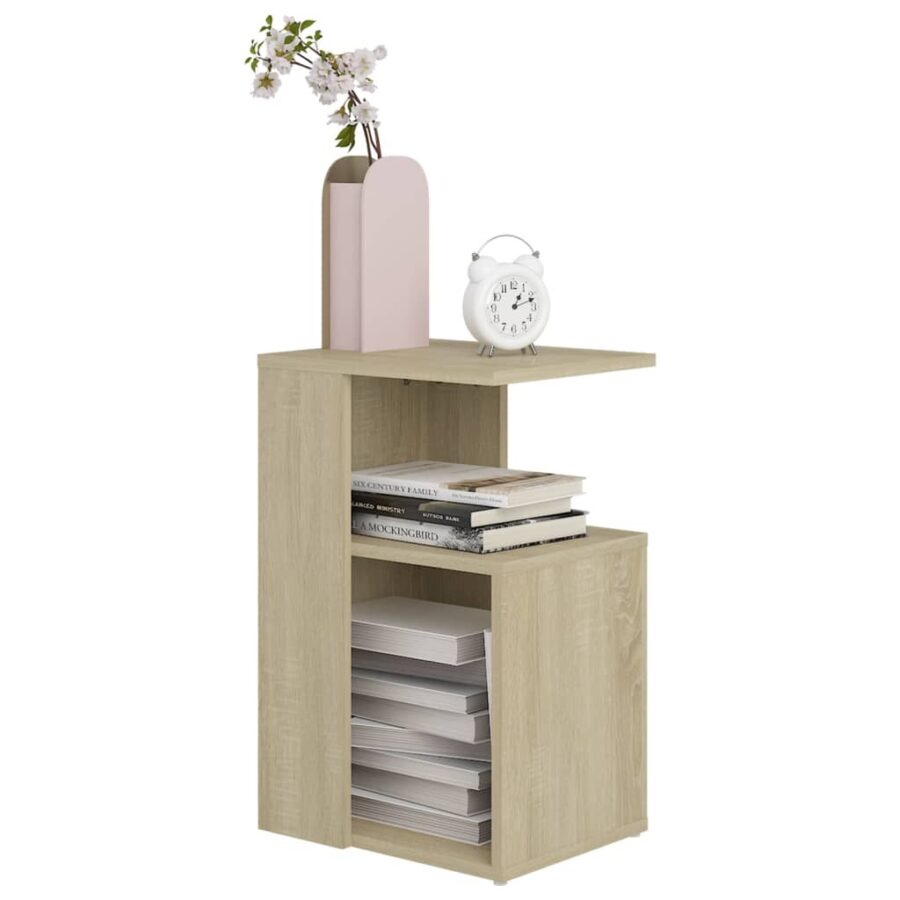 Bijzettafel 36x30x56 cm bewerkt hout sonoma eikenkleurig - Afbeelding 3