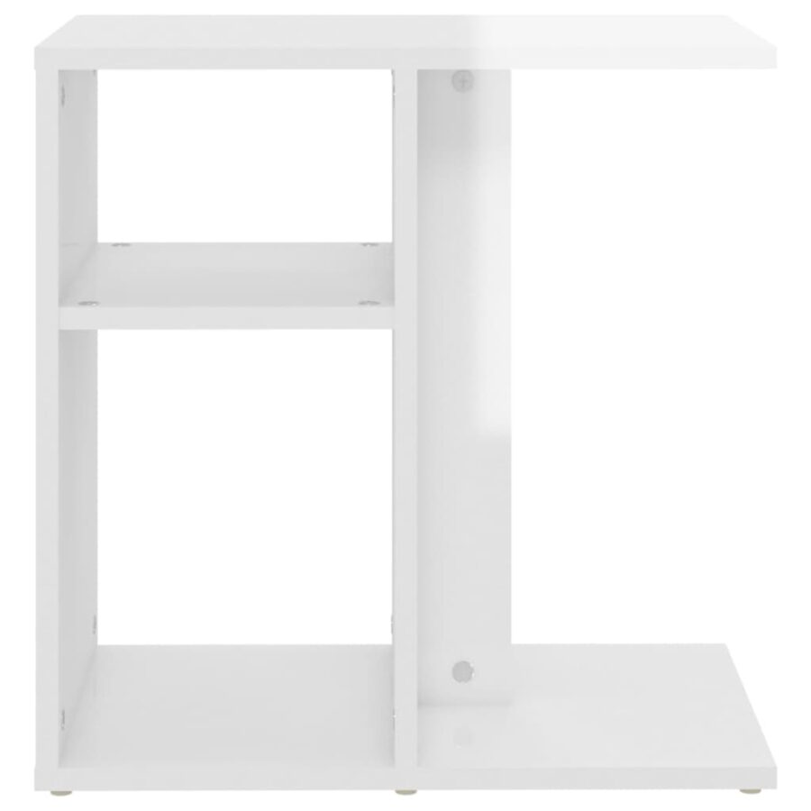 Bijzettafel 50x30x50 cm bewerkt hout hoogglans wit - Afbeelding 5