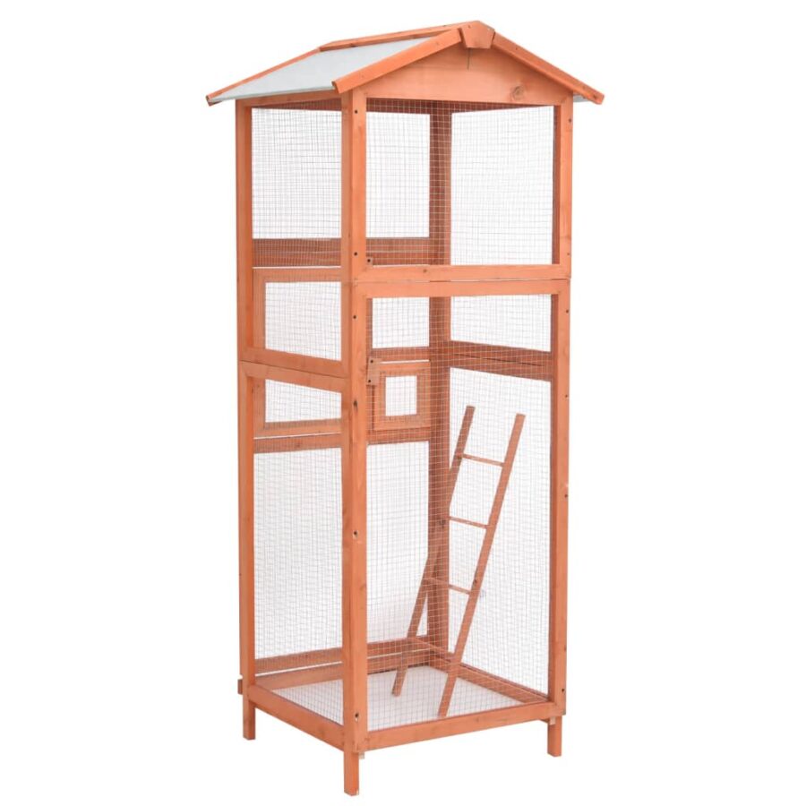 Vogelkooi 68x62x166 cm massief vurenhout - Afbeelding 3