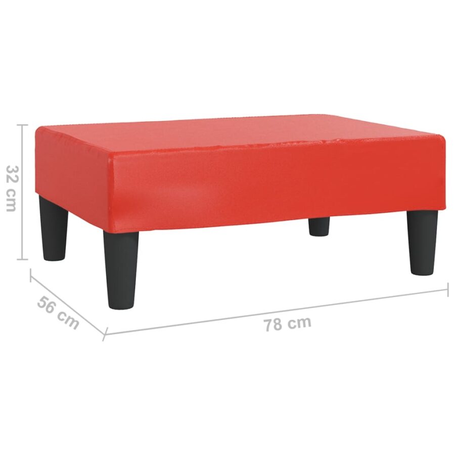 Voetenbank 78x56x32 cm kunstleer rood - Afbeelding 6