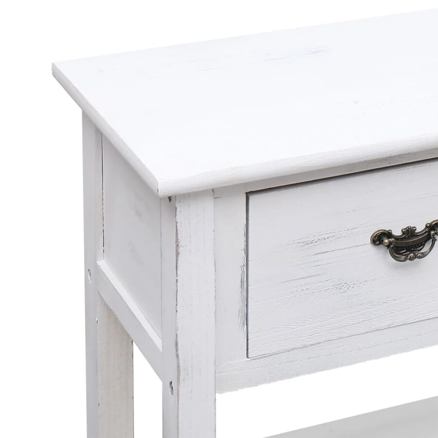 Dressoir 108x30x76 cm massief paulowniahout antiekwit - Afbeelding 6